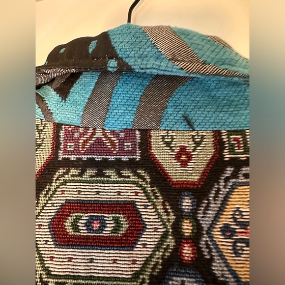 Vintage Neslay Paris Statement Jacket, Artsy Blue Metallic Embroidered Patchwork - Picture 10 of 13